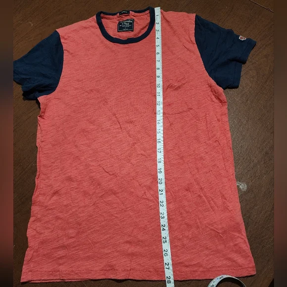 Abercrombie & Fitch Coral and Navy Tee Shirt - Picture 2 of 5